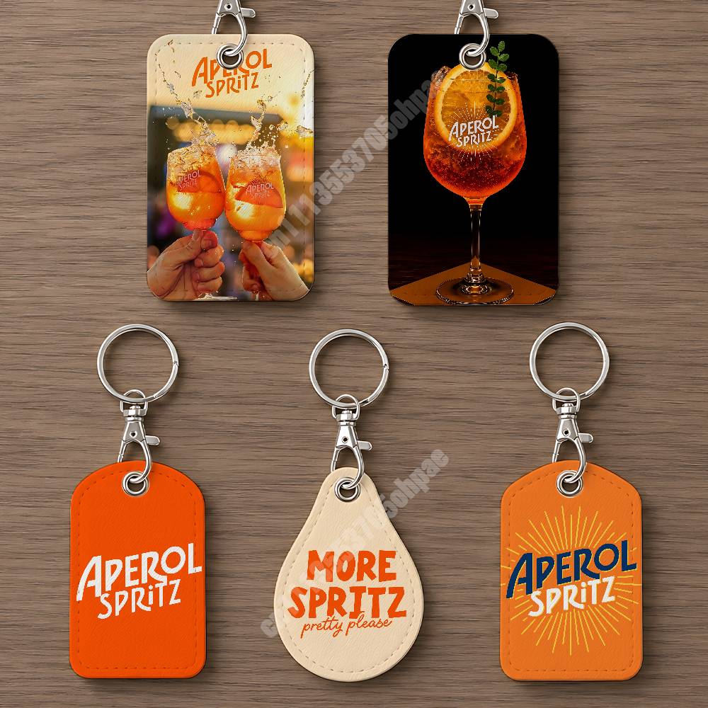 Phone Accessories Charms - Pomarańczowy Prosecco A-Aperol S-Spritz Skórzany Brelok