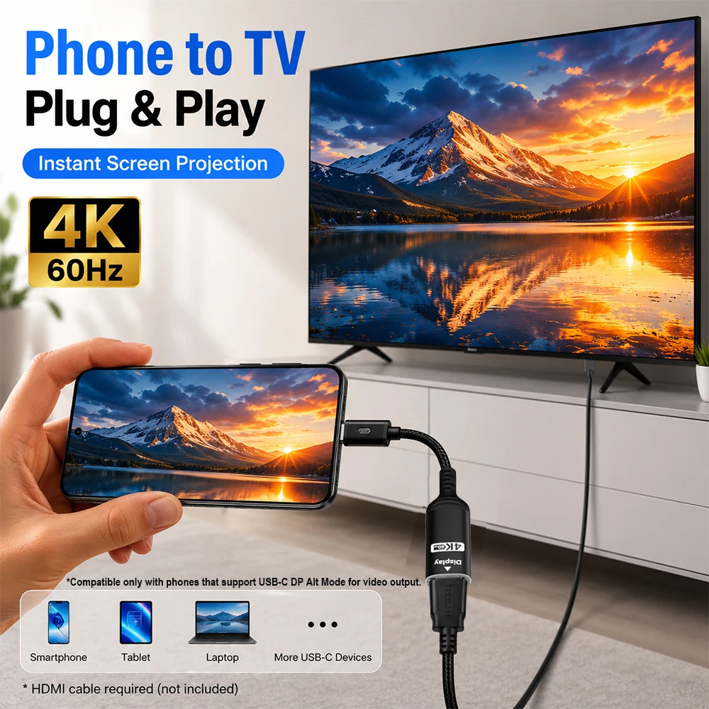 Adapter USB C na HDMI 4K@60Hz  – Hdmi Phone Adapter recenzja i cena