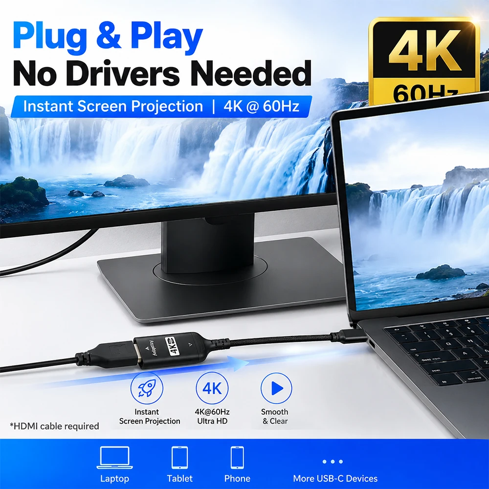 Adapter USB C na HDMI 4K@60Hz  – Hdmi Phone Adapter recenzja i cena